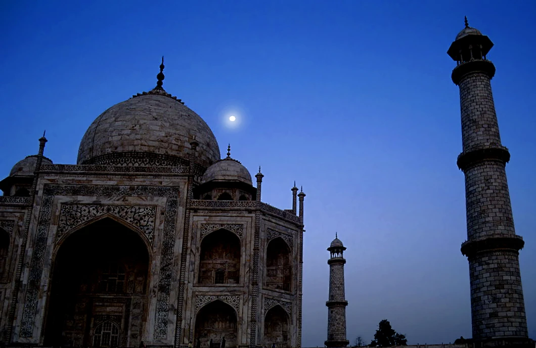 Taj Mahal on a moonlit night in Agra