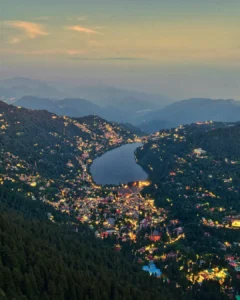 View of Naini Jheel from Naina Peak Nainital at night