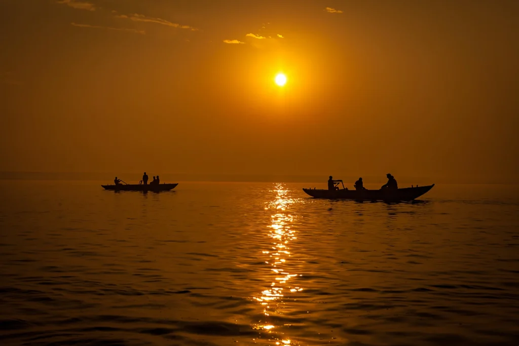 People boating in varanasi ganga river
